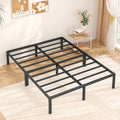 Heavy Duty Queen Size Metal Platform Bed Frame with 14 inch Under Bed Storage, Black B895
