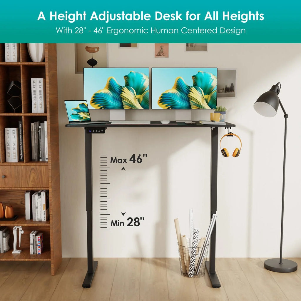 48"×24" Black Electric Height Adjustable Standing Desk M3801