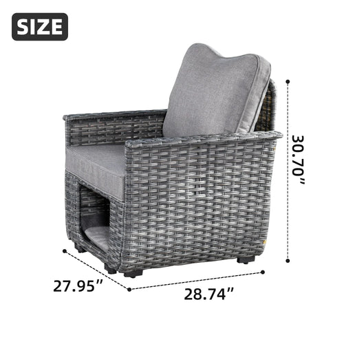 2-piece Dark Grey Wicker Patio Chair Set V278004