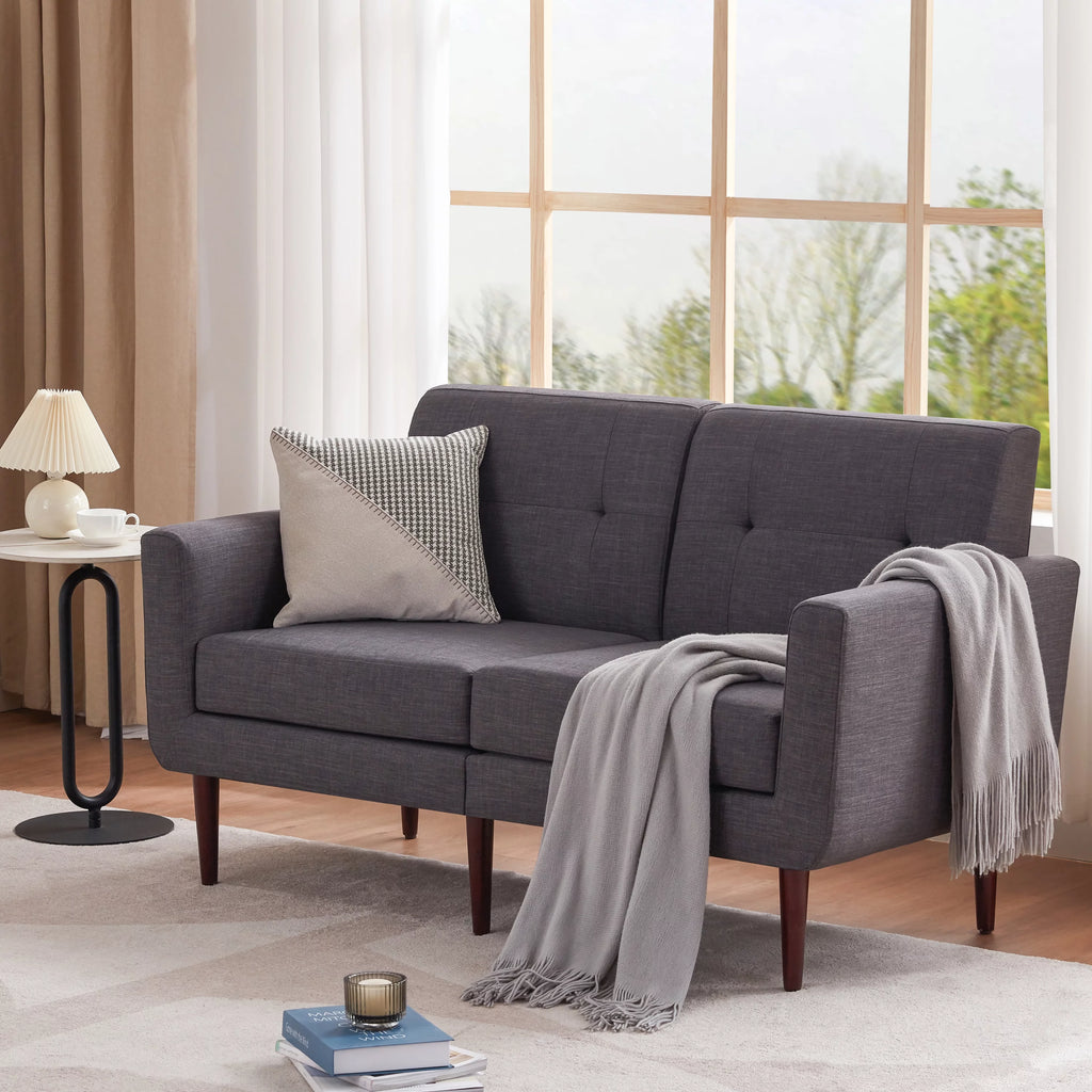 58" Grey Tufted Upholstered Loveseat Sofa K4033
