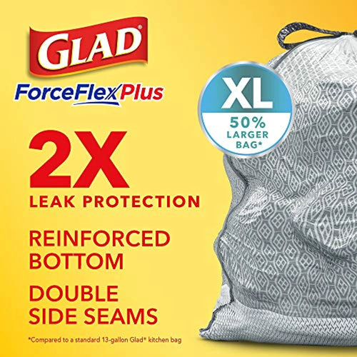 20 Gallon Grey Drawstring Trash Bags 80 Count I1308