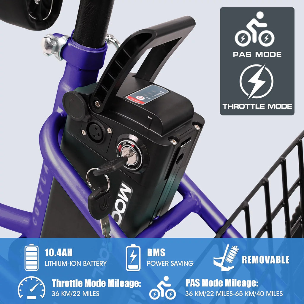 24'' 3 Wheel Electric Tricycle 500W 7-Speed F7131