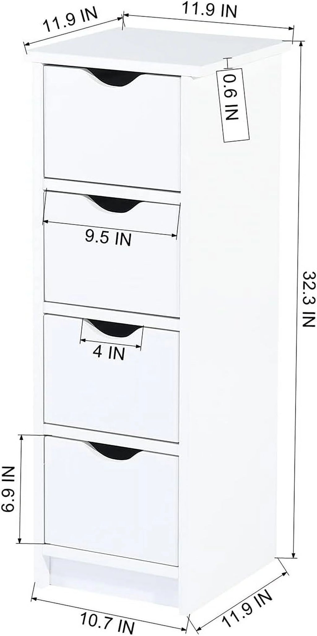 White 4 Drawer Wooden Floor Cabinet D29150