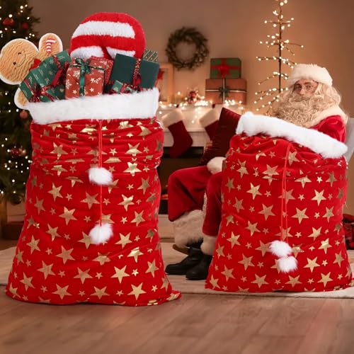 56 x 36 Inch Extra Large Velvet Santa Gift Sack with Drawstring T69264