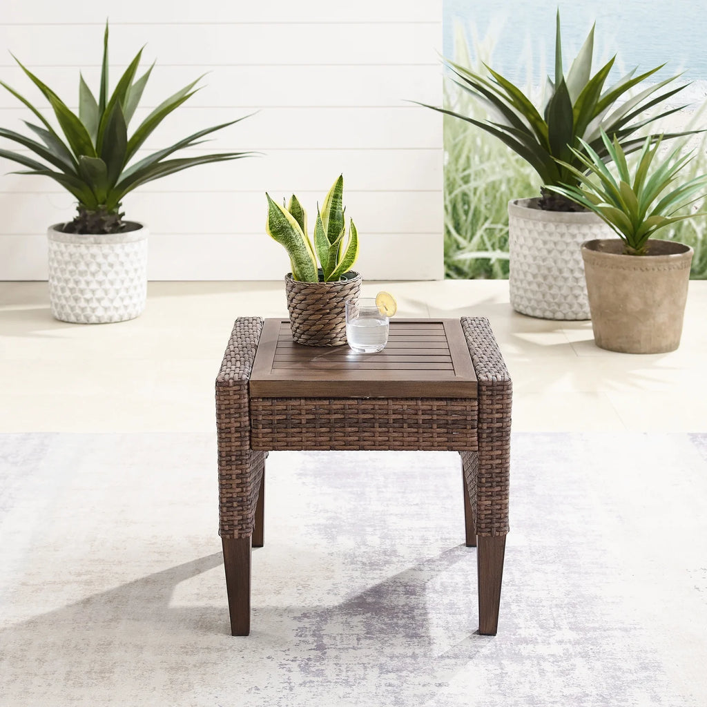 Brown Wicker Side Table A291