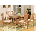 5PC Oval Dining Set with Pedestal Table and 4 Cushioned Chairs in Oak Finish Y94409