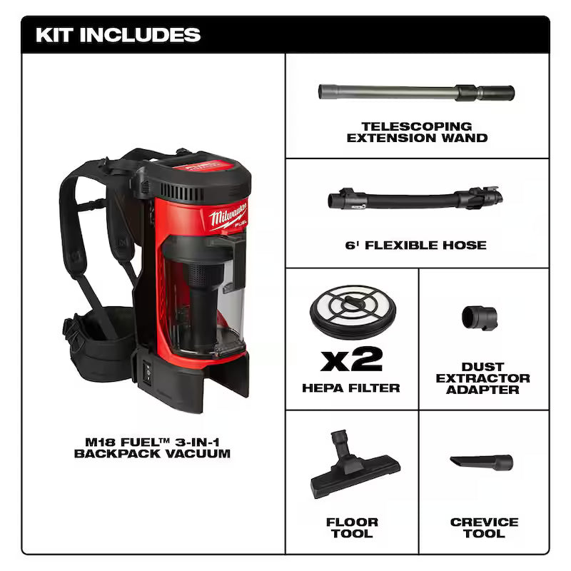 18-Volt Lithium-Ion Brushless Cordless 3-in-1 Backpack Vacuum with HEPA Filter K5940