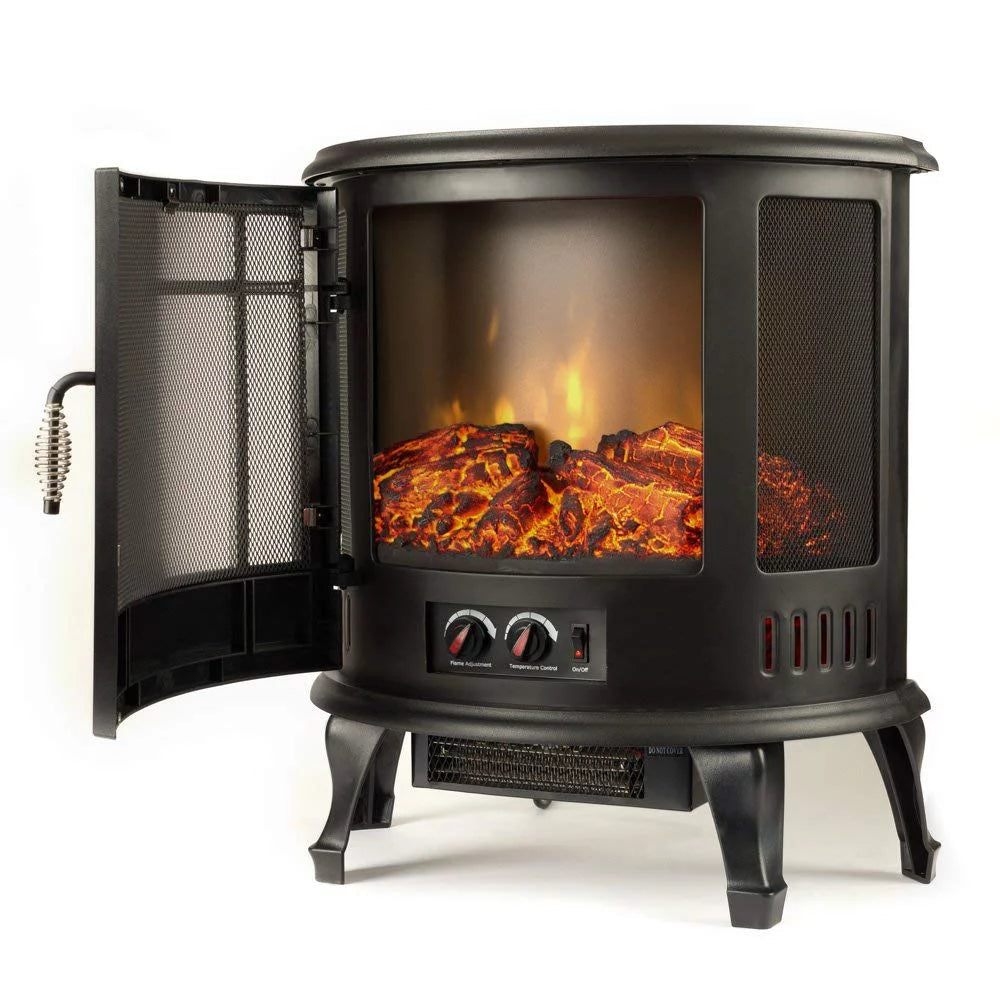 Free Standing Electric Fireplace Stove Black M59493