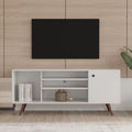 White Particle Board TV Stand with Storage and 2 Shelves M2896