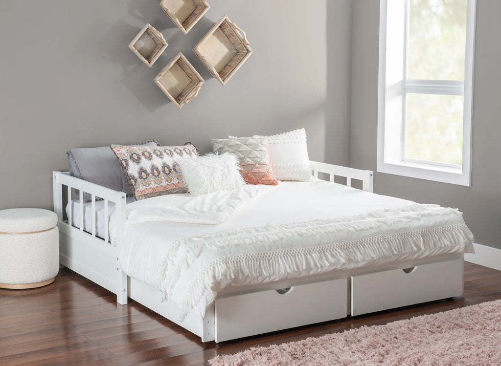 White 2-Drawer Convertible Twin to King Daybed X56931