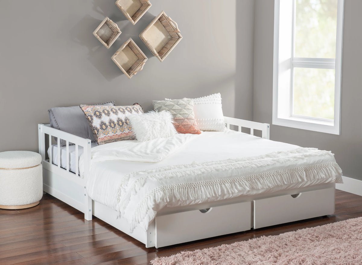 White 2-Drawer Convertible Twin to King Daybed X56931