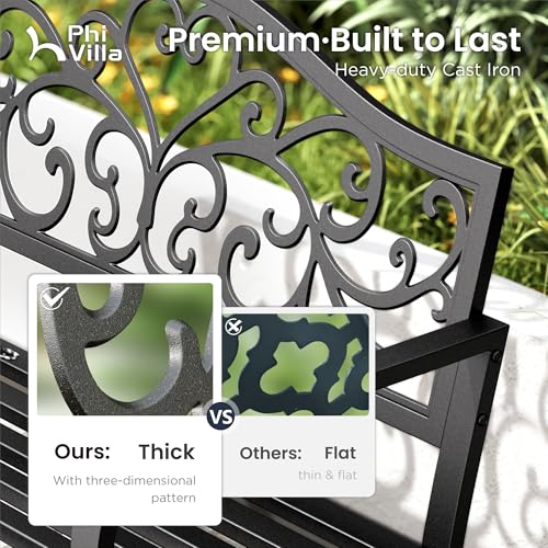43 Inch Cast Iron Steel Frame Outdoor Garden Bench N1126