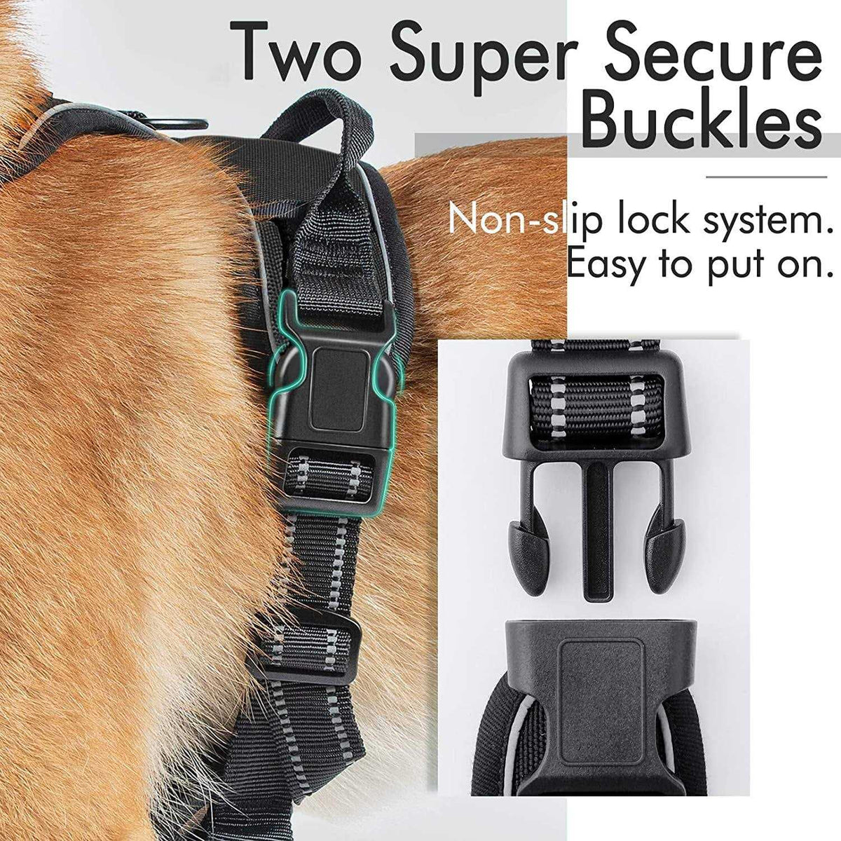 Adjustable Soft Padded Dog Harness with 2 Leash Clips A68974