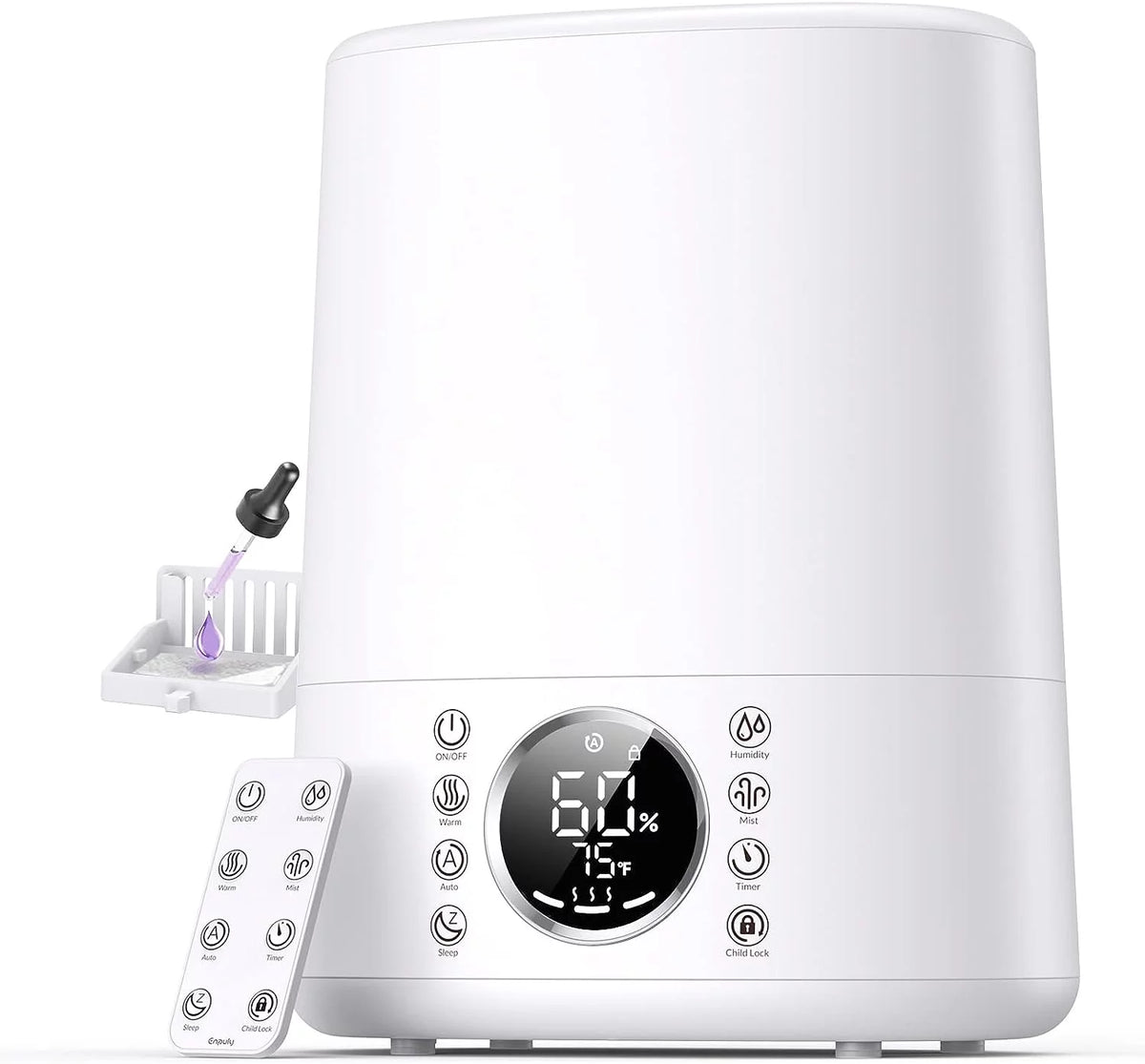 Warm and Cool Mist Top Fill Ultrasonic Humidifier with Remote B907978