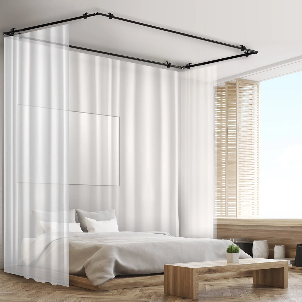 Multi Angle Ceiling Rod Room Divider Adjustable 28-48 inch Black Z78182
