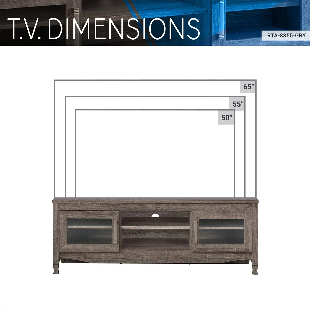 Grey Driftwood TV Stand up to 60 Inches with 2 Doors L249753