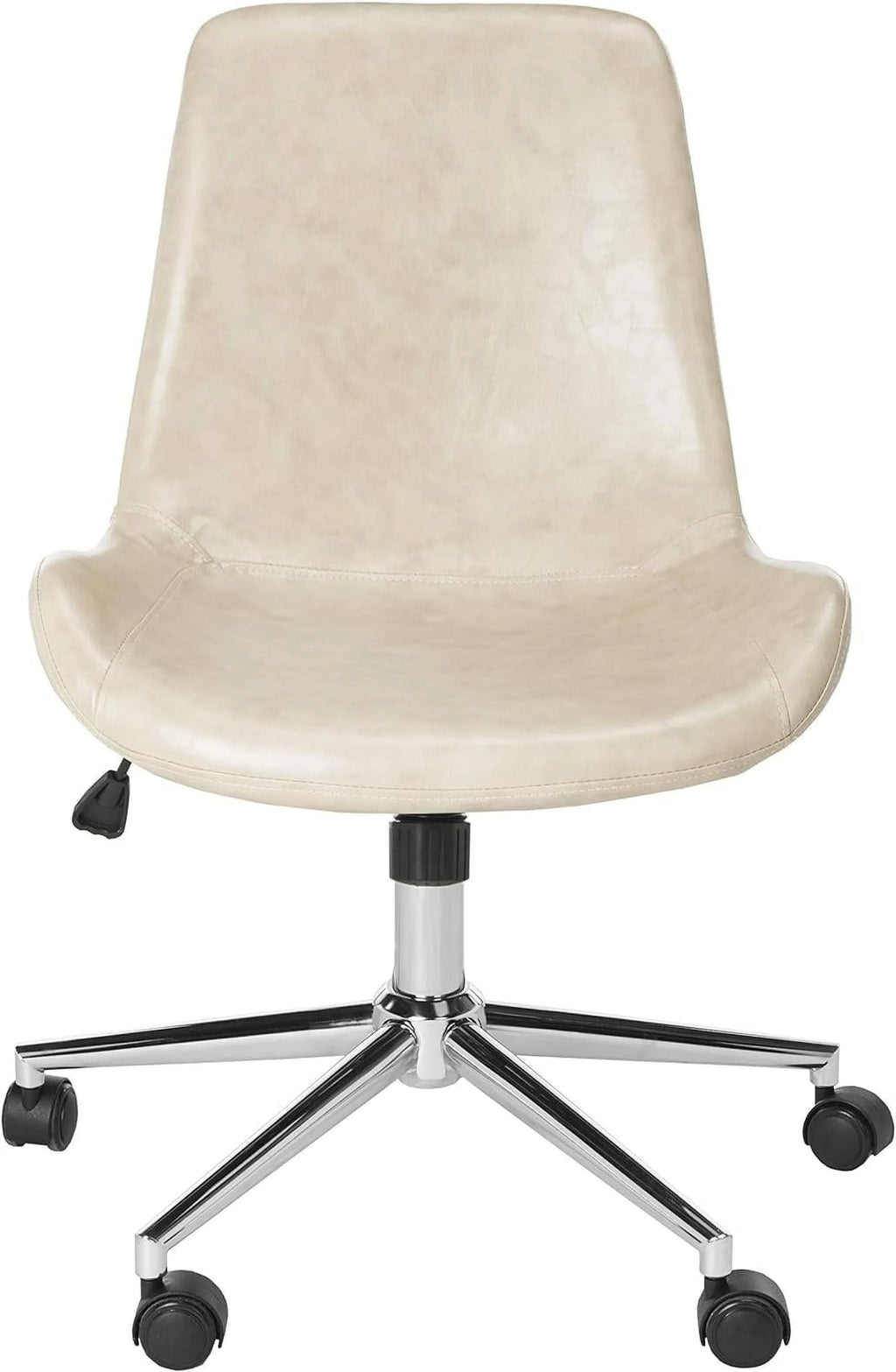 Beige Faux Leather Swivel Adjustable Office Desk Chair E4766