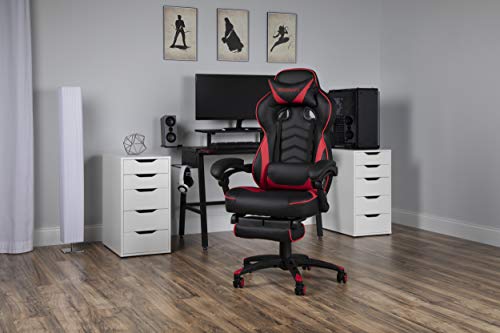 Grey Fabric Gaming Chair with Footrest B7348