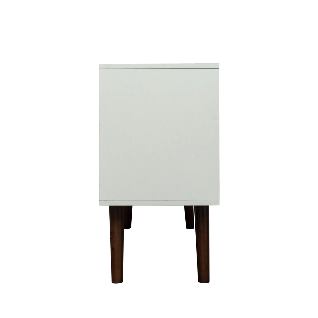 White Particle Board TV Stand with Storage and 2 Shelves M2896