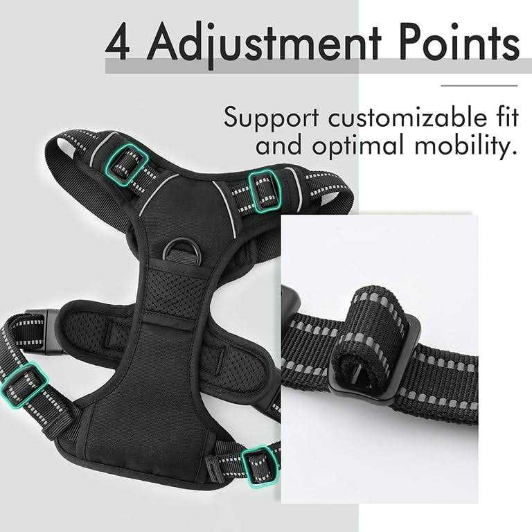 Adjustable Soft Padded Dog Harness with 2 Leash Clips A68974