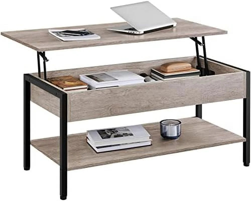 Industrial Lift Top Coffee Table 47.5x24x20 Inches Gray W39864