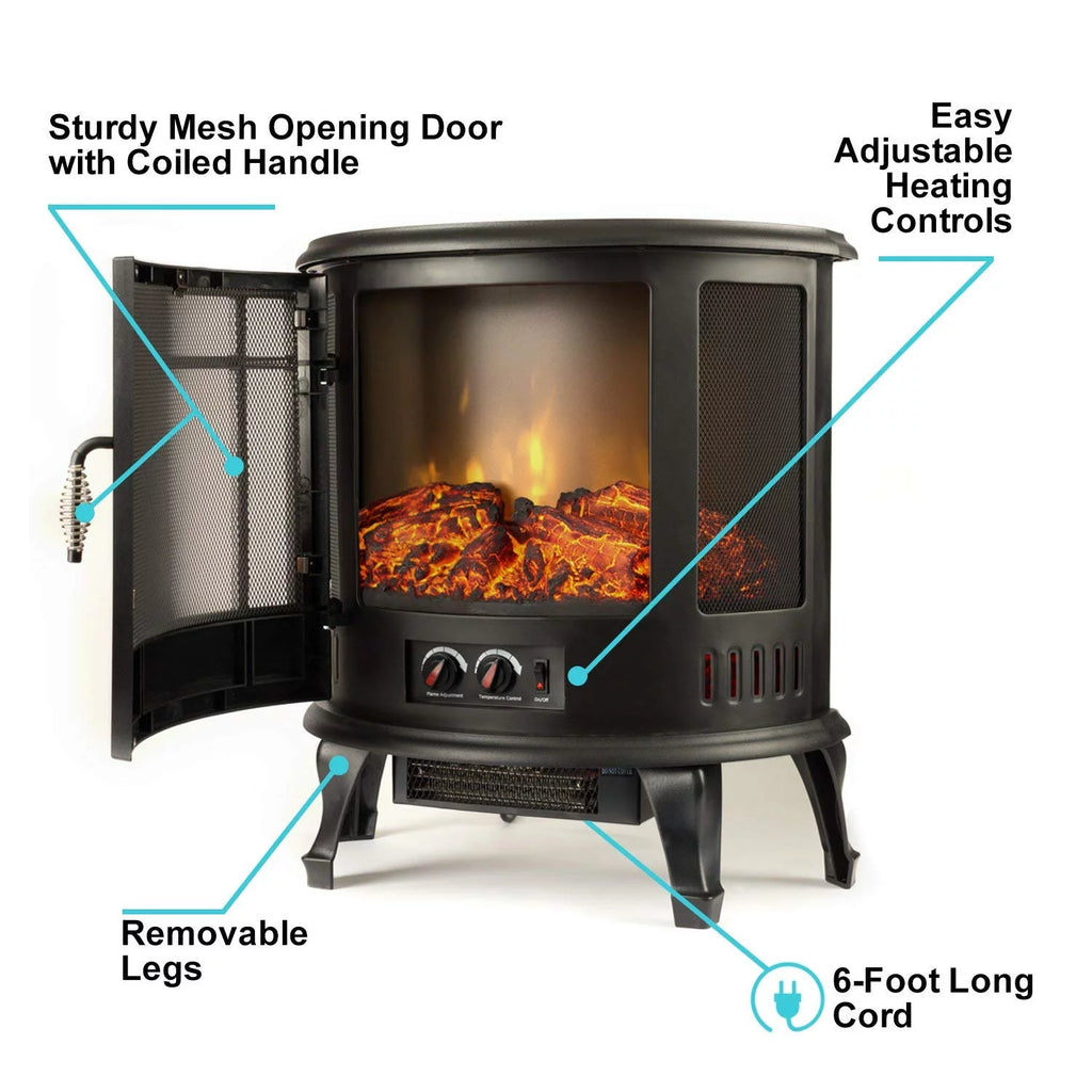 Free Standing Electric Fireplace Stove Black M59493