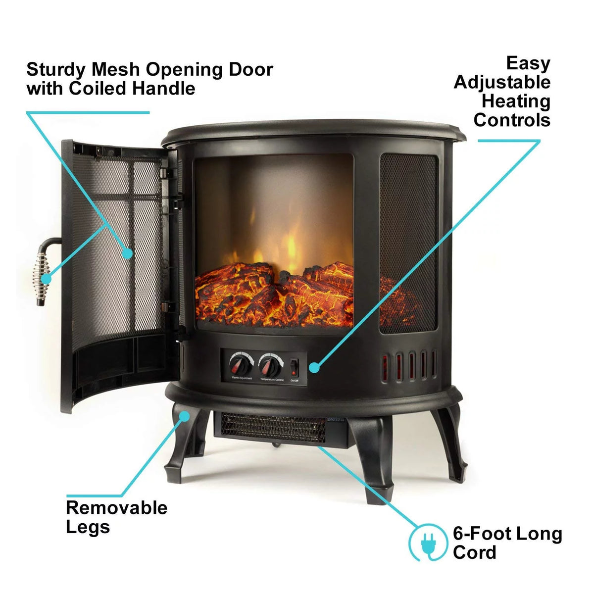 Free Standing Electric Fireplace Stove Black M59493