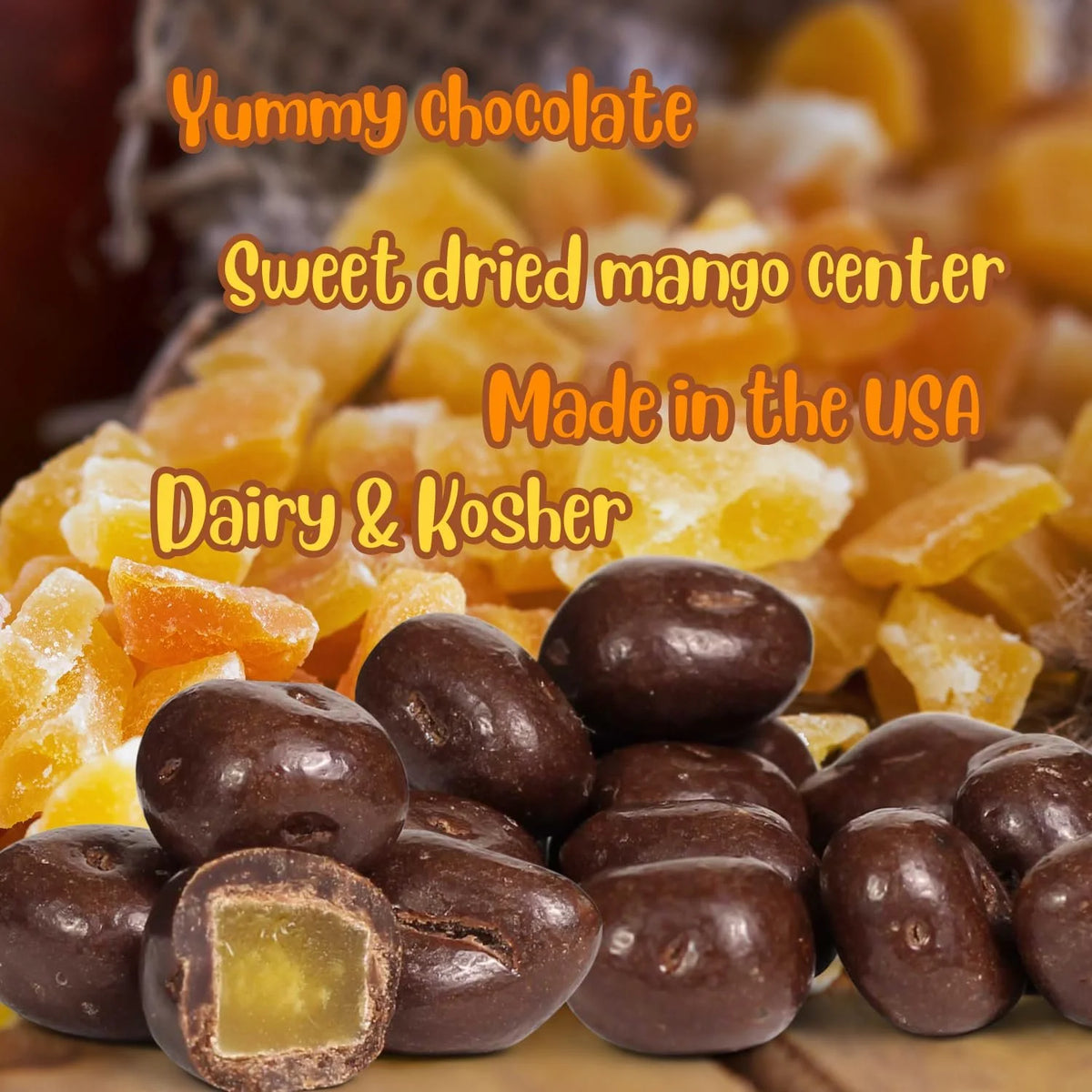 Milk Chocolate Covered Dried Mango 2 Lbs Bulk Bag F509