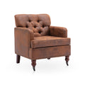 Brown Tufted Upholstered Accent Chair with Wood Legs Y843672