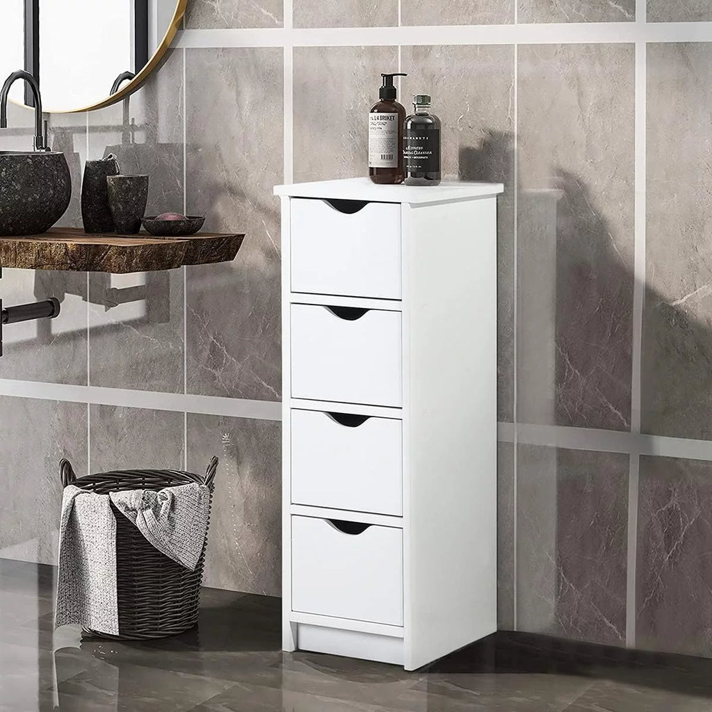 White 4 Drawer Wooden Floor Cabinet D29150
