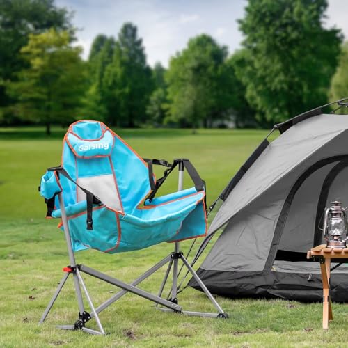Folding Aluminum Adjustable Hammock Camping Chair with Pillow Cup Holder Carry Bag O242419