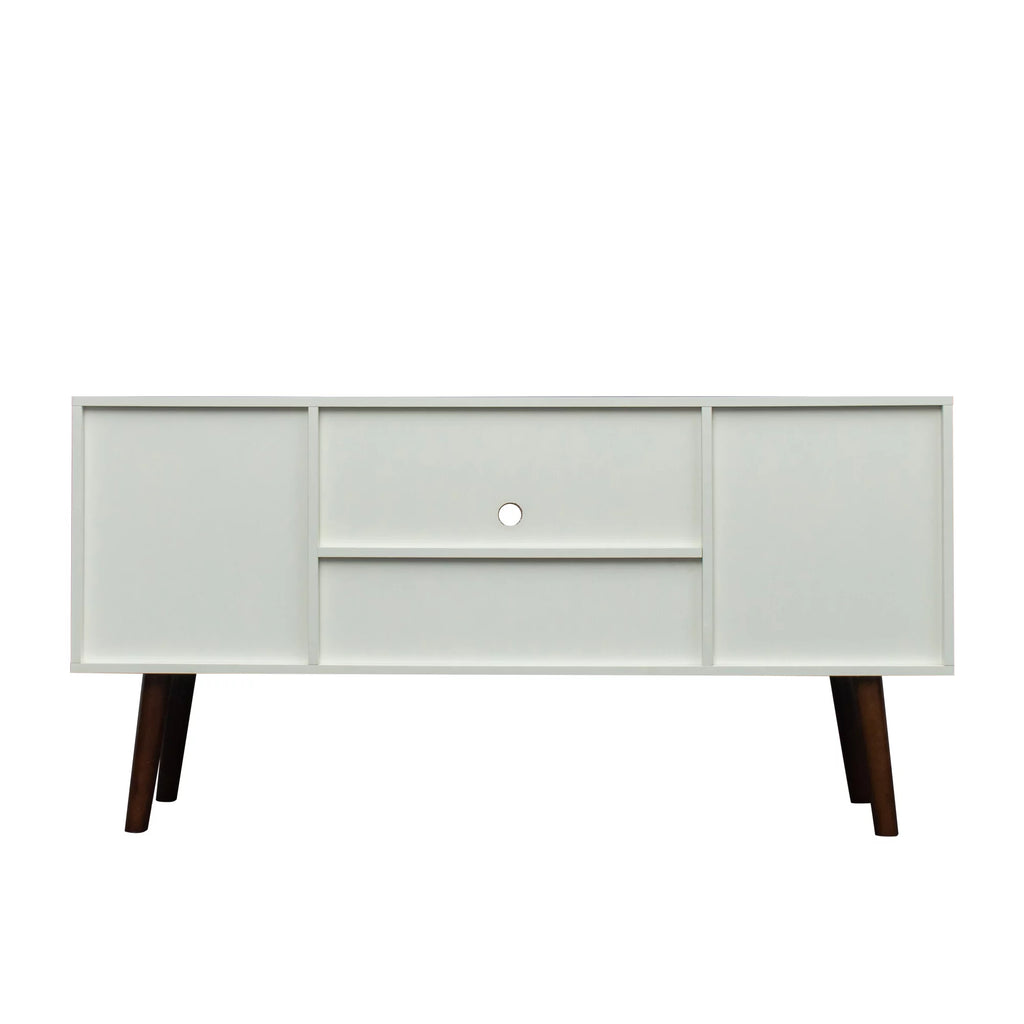 White Particle Board TV Stand with Storage and 2 Shelves M2896