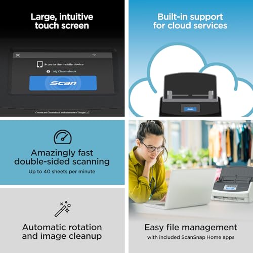 Black Document Scanner with Touchscreen and Auto Document Feeder Y768627
