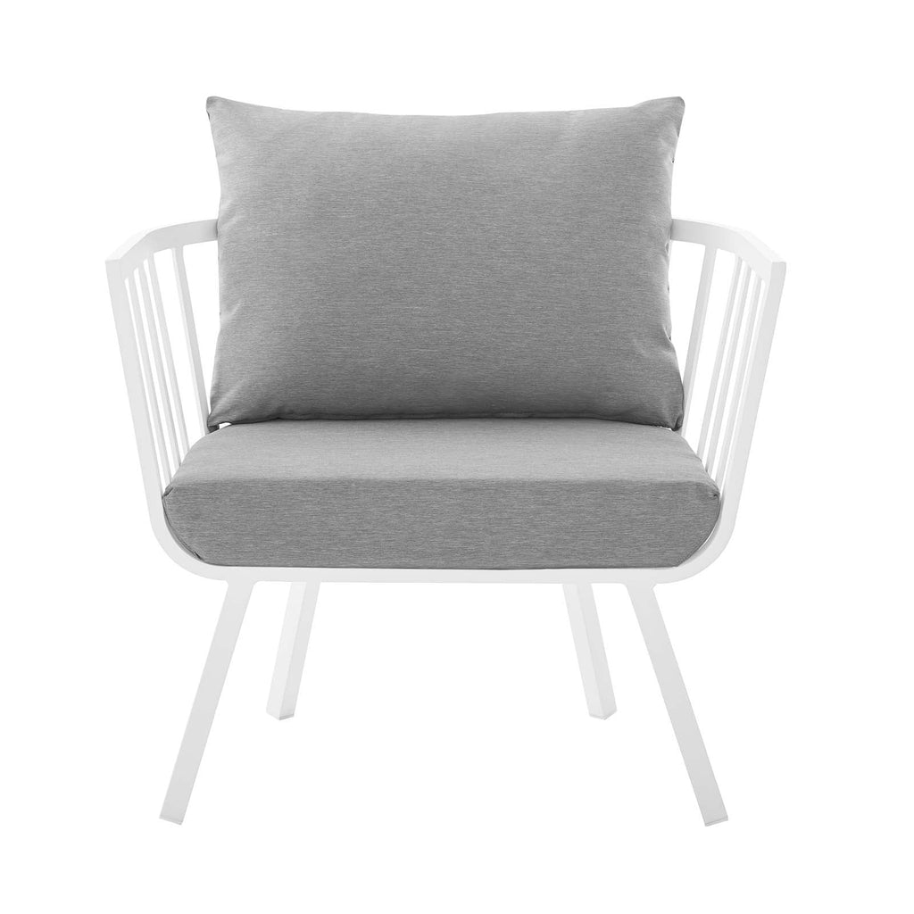 Aluminum Fabric White Grey Armchair Z2237