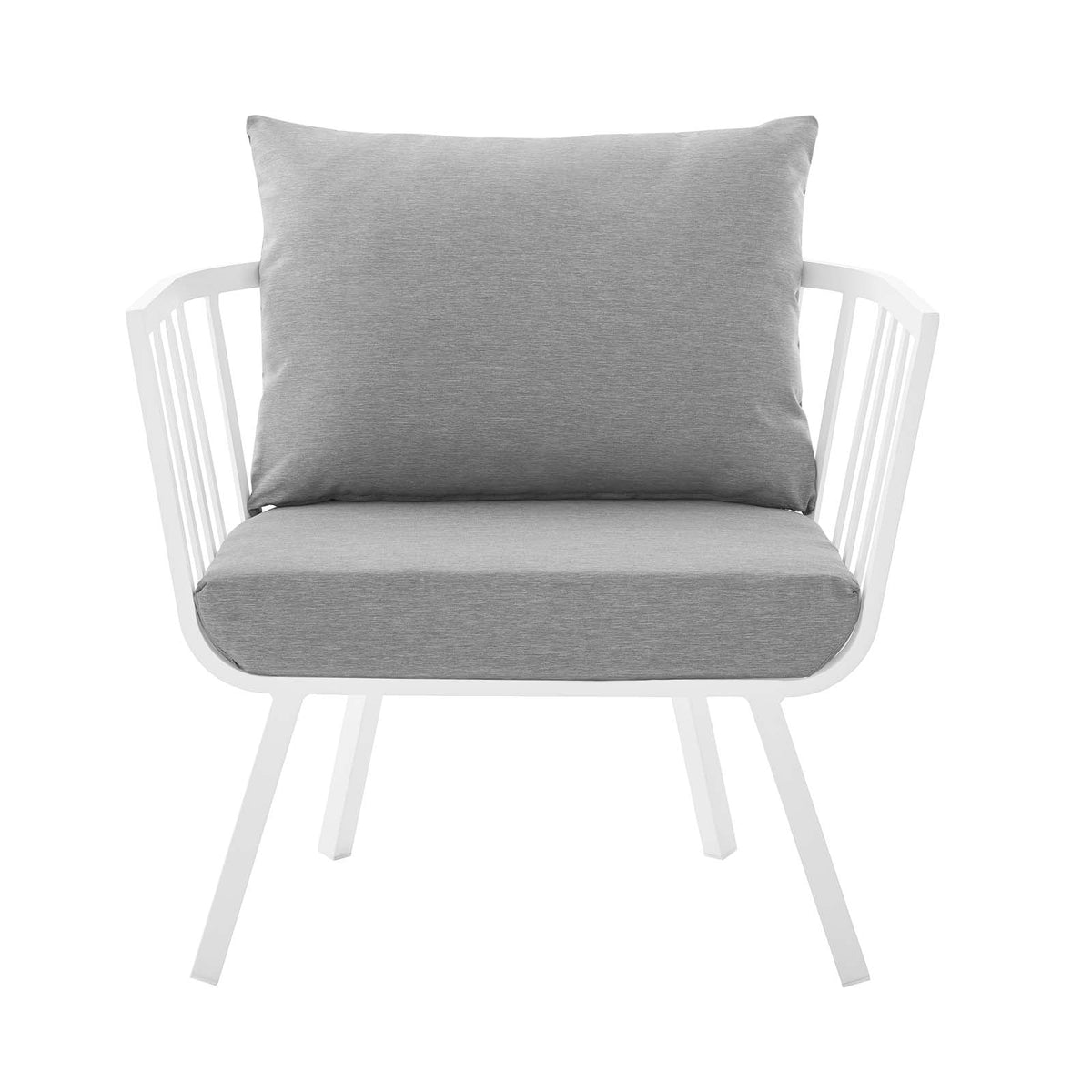 Aluminum Fabric White Grey Armchair Z2237