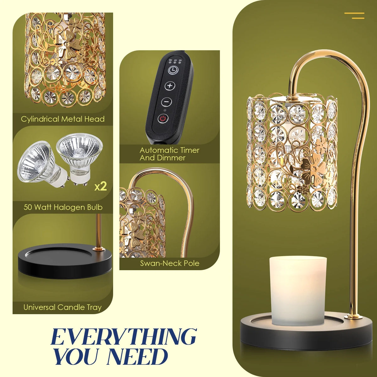 Black Candle Warmer Lamp with Timer P280