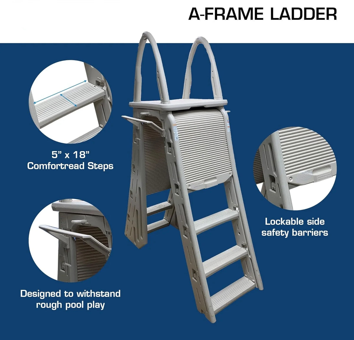 Adjustable A Frame Safety Ladder with Step Barrier M47876