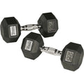 85 lbs Rubber Hex Dumbbell with Chrome Ergo Handle A54070