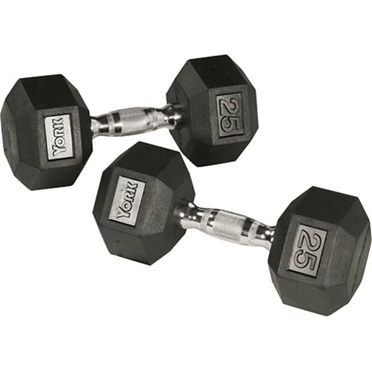 85 lbs Rubber Hex Dumbbell with Chrome Ergo Handle A54070
