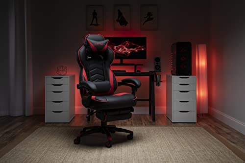 Grey Fabric Gaming Chair with Footrest B7348