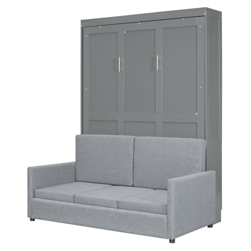 Full Size Grey Murphy Bed with Loveseat Sofa P6139