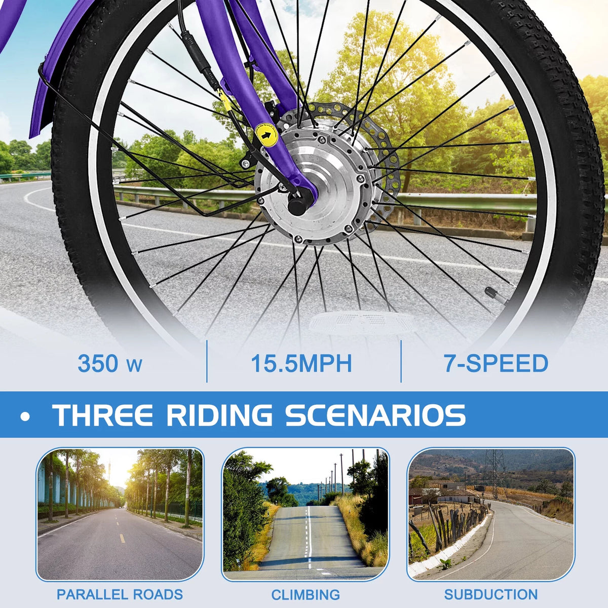 24'' 3 Wheel Electric Tricycle 500W 7-Speed F7131