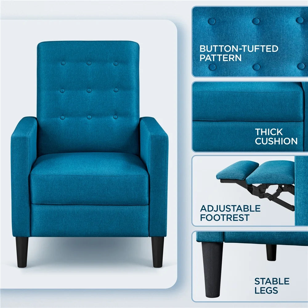 Blue Fabric Recliner Set of 2 T369853
