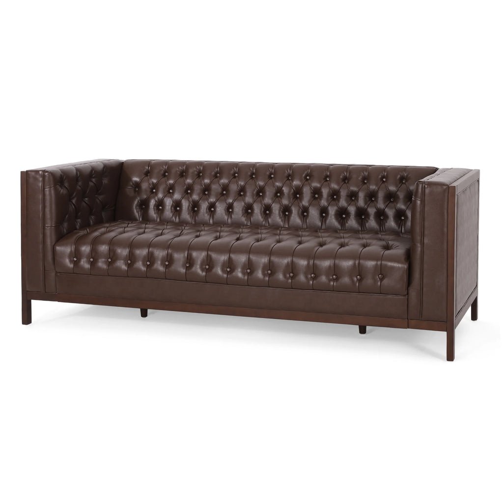 Dark Brown Faux Leather Sofa G4962