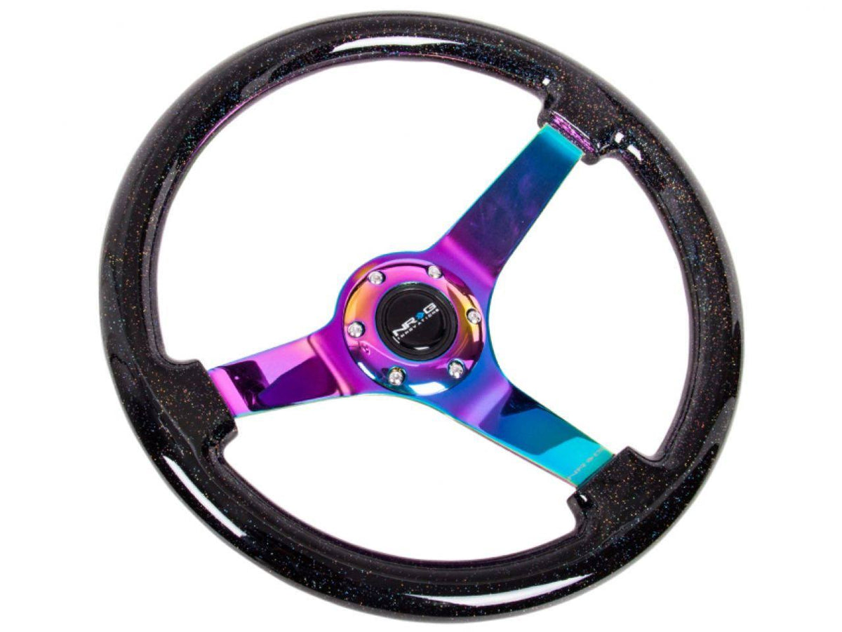 350mm Black Wood Grain 3-Spoke Steering Wheel Z1088