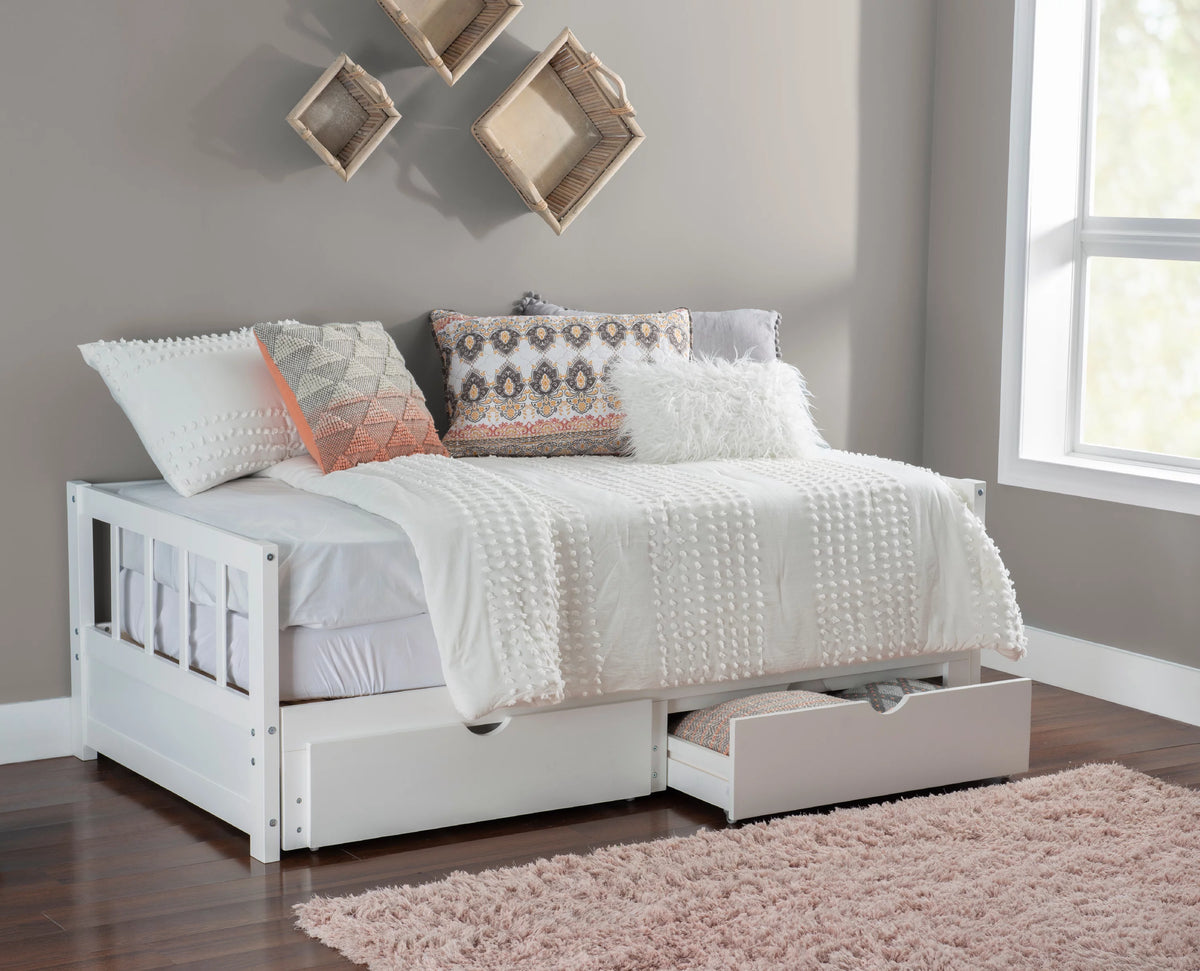 White 2-Drawer Convertible Twin to King Daybed X56931