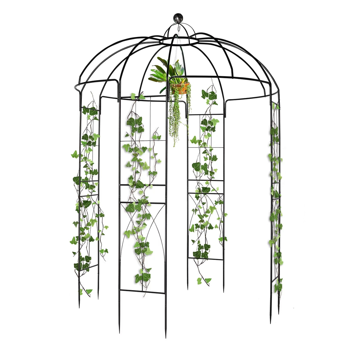 Black Outdoor Trellis Planter with Stakes O6781