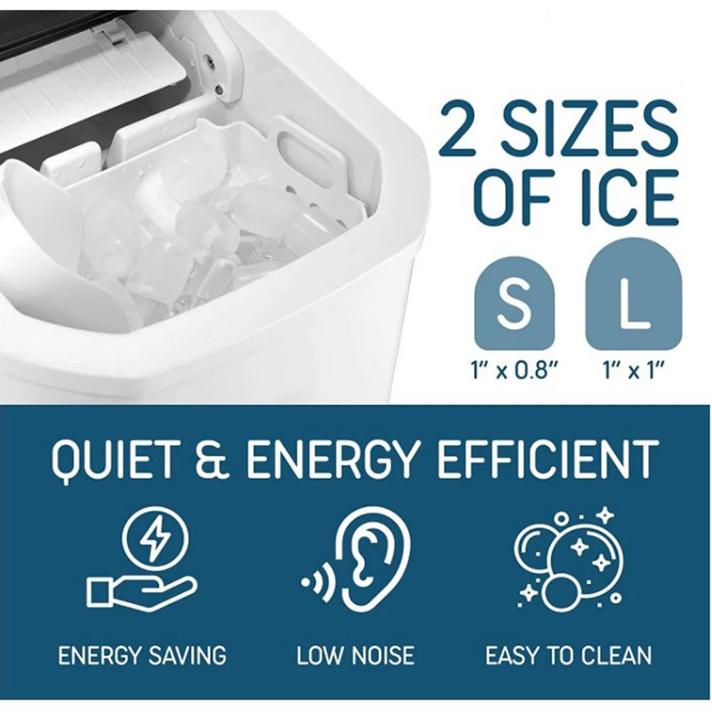Countertop Ice Maker with Ice Scoop and Basket, 2 Ice Sizes W4126