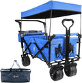 Collapsible Heavy Duty Folding Wagon Cart with Removable Canopy B461518
