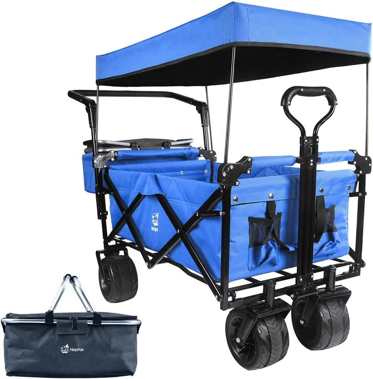 Collapsible Heavy Duty Folding Wagon Cart with Removable Canopy B461518